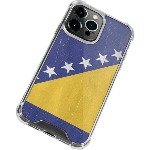 Bosnia and Herzegovina Flag Distressed iPhone 14 Pro Max Clear Case